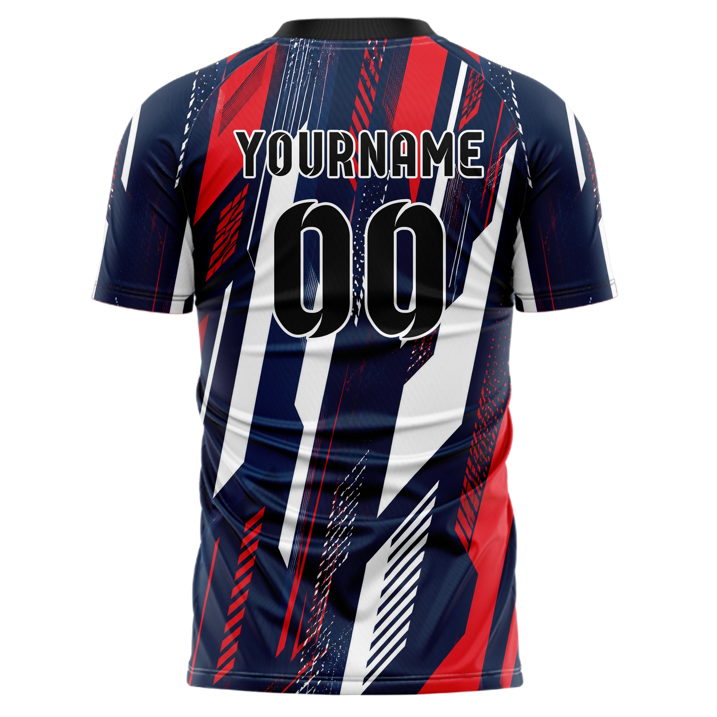 Marineblau klassisches abstrakte Linien diagonale Streamlines Design 12-0131 individuelles Fußballtrikot back