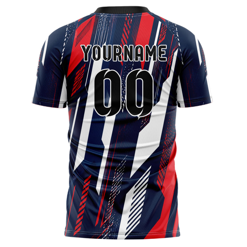 Marineblau klassisches abstrakte Linien diagonale Streamlines Design 12-0131 individuelles Fußballtrikot back