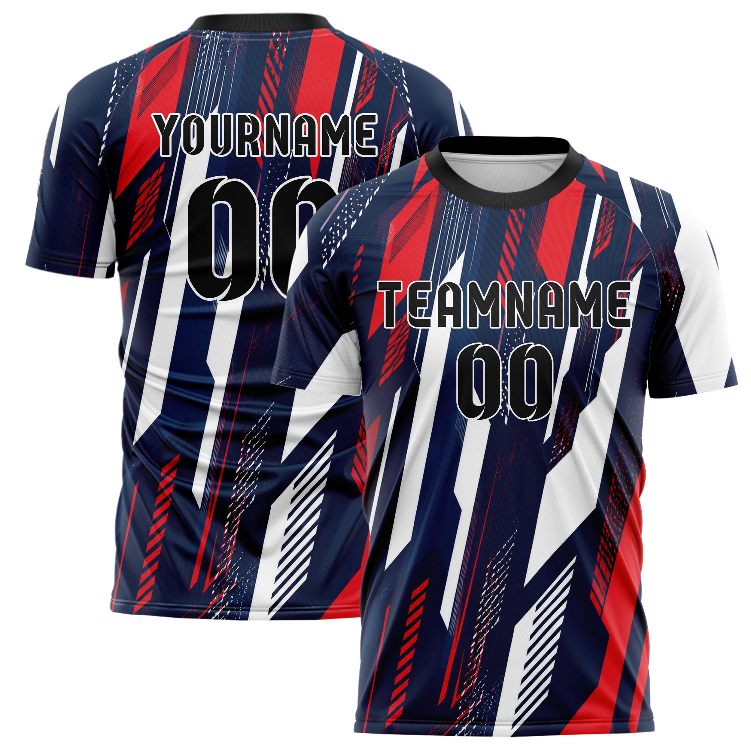 Marineblau klassisches abstrakte Linien diagonale Streamlines Design 12-0131 individuelles Fußballtrikot main