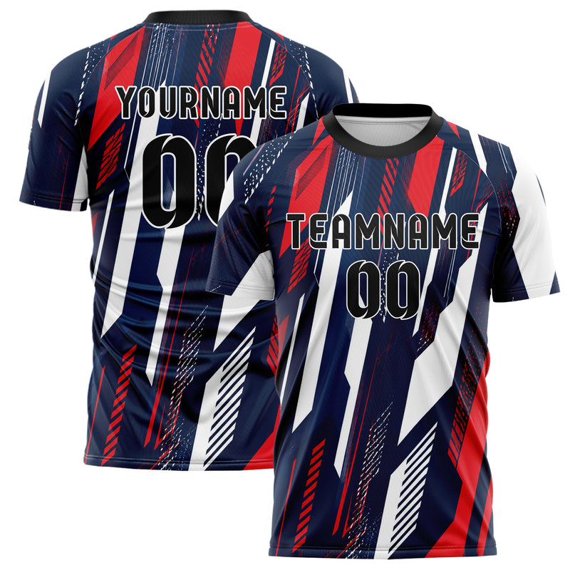 Marineblau klassisches abstrakte Linien diagonale Streamlines Design 12-0131 individuelles Fußballtrikot main
