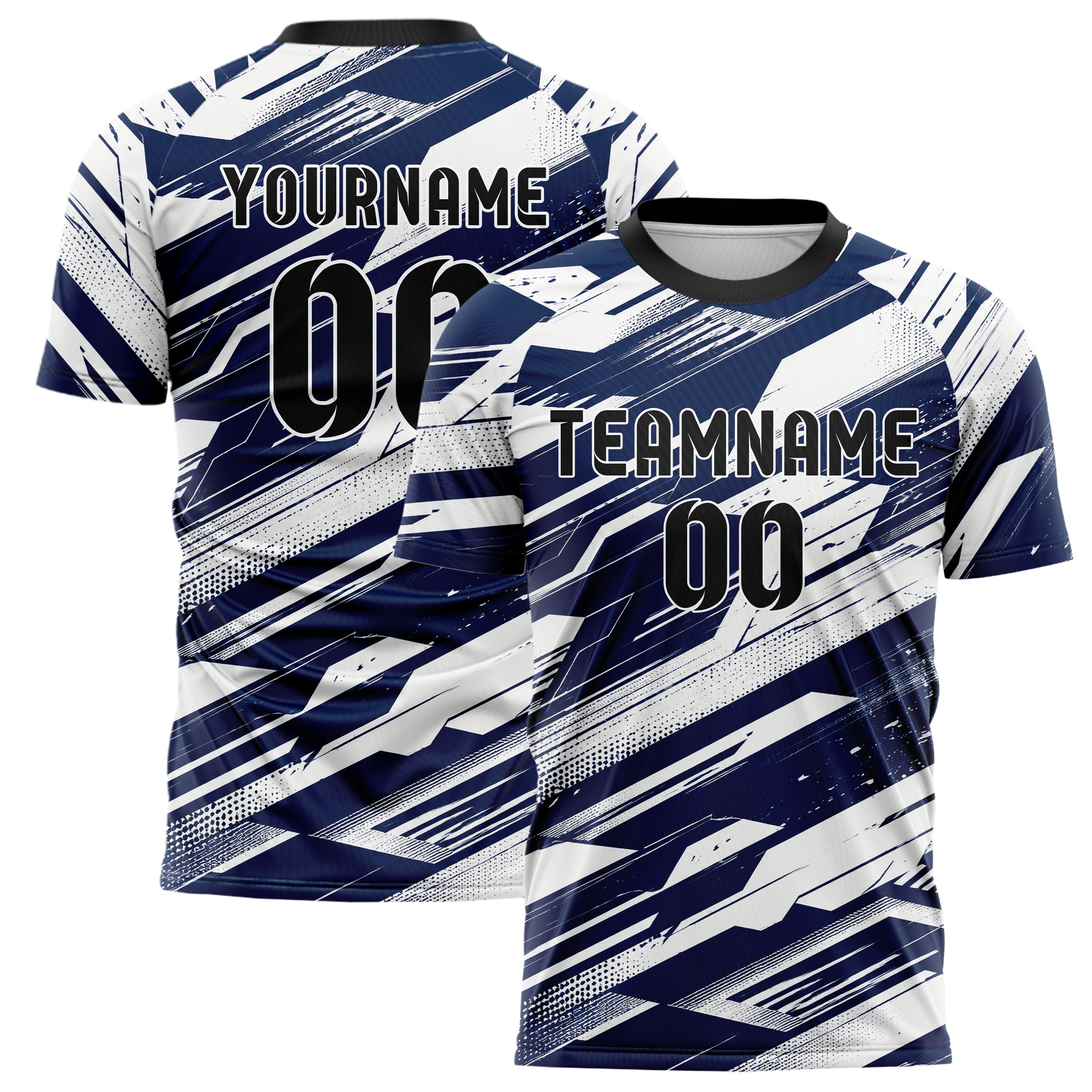 Marineblau klassisches abstrakte Linien diagonale Streamlines Design 12-0139 individuelles Fußballtrikot main