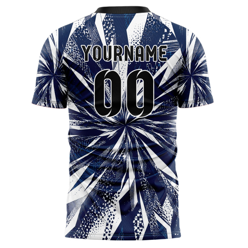 Marineblau klassisches abstrakte Linien diagonale Streamlines Design 12-0523 individuelles Fußballtrikot back