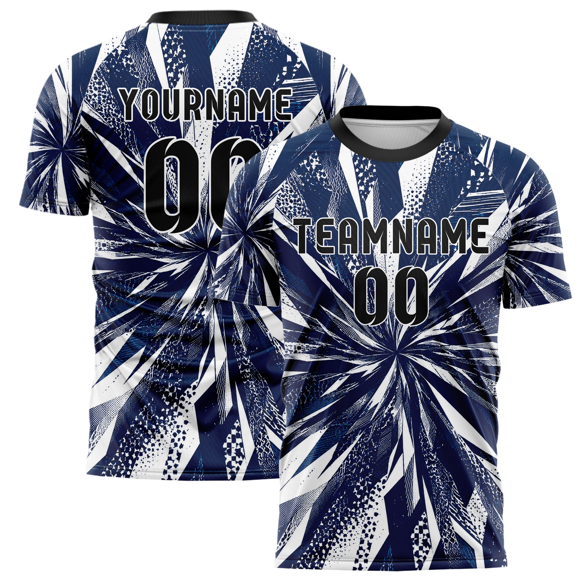 Marineblau klassisches abstrakte Linien diagonale Streamlines Design 12-0523 individuelles Fußballtrikot main