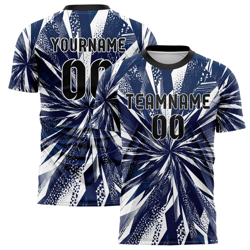 Marineblau klassisches abstrakte Linien diagonale Streamlines Design 12-0523 individuelles Fußballtrikot main
