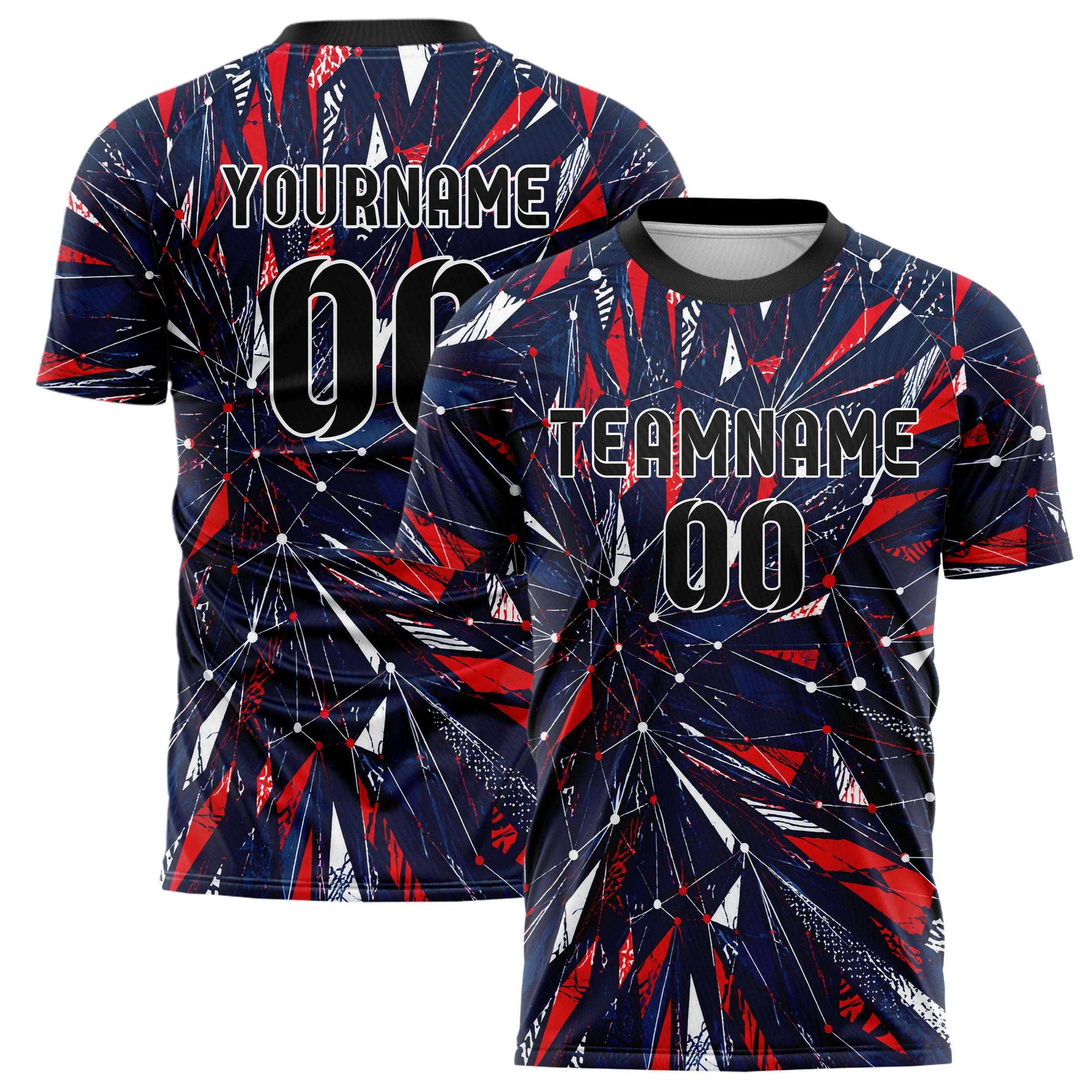 Marineblau klassisches abstrakte Linien Network Web Design 12-0167 individuelles Fußballtrikot main