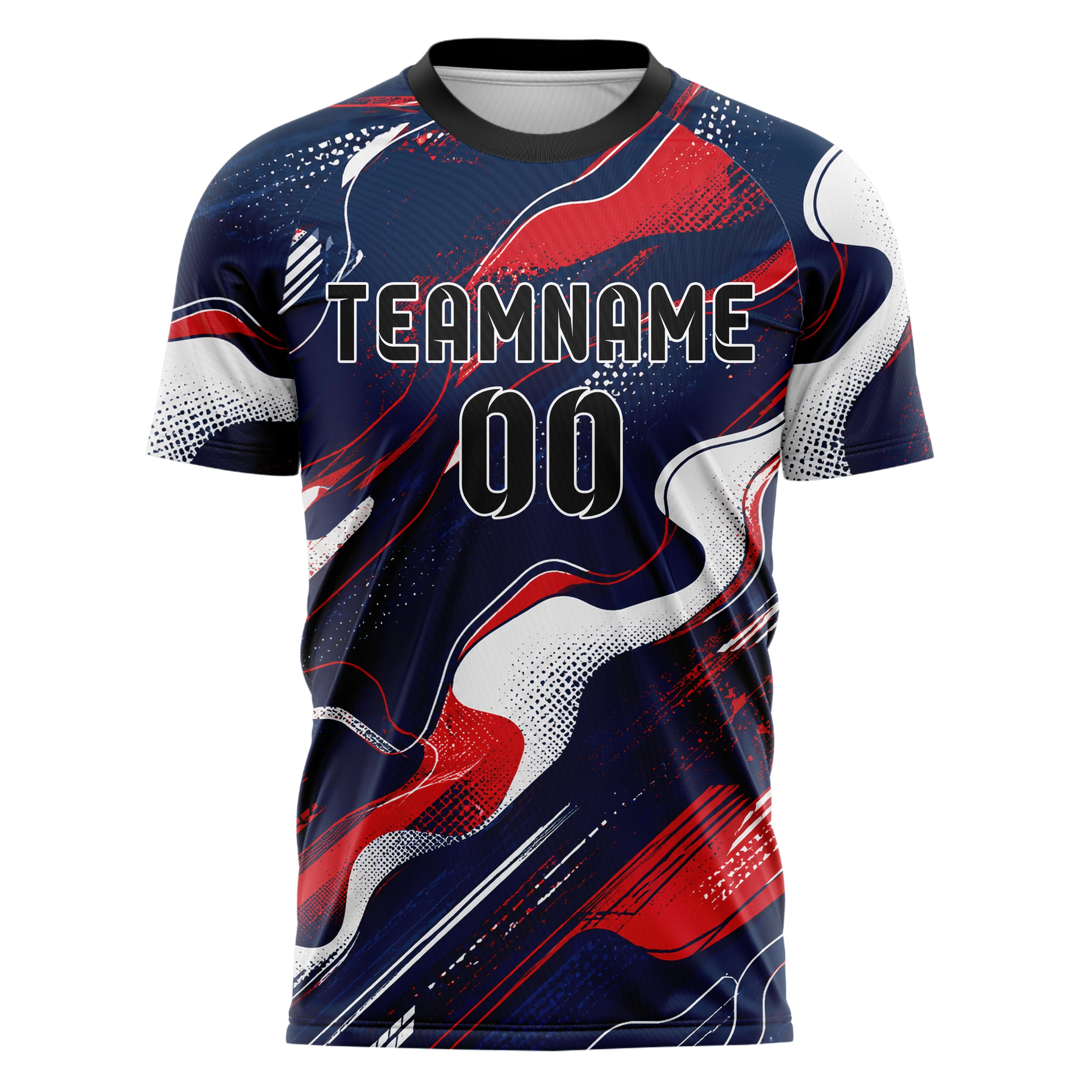 Marineblau klassisches abstrakte Linien Organic Blobs Outline Design 12-0572 individuelles Fußballtrikot front