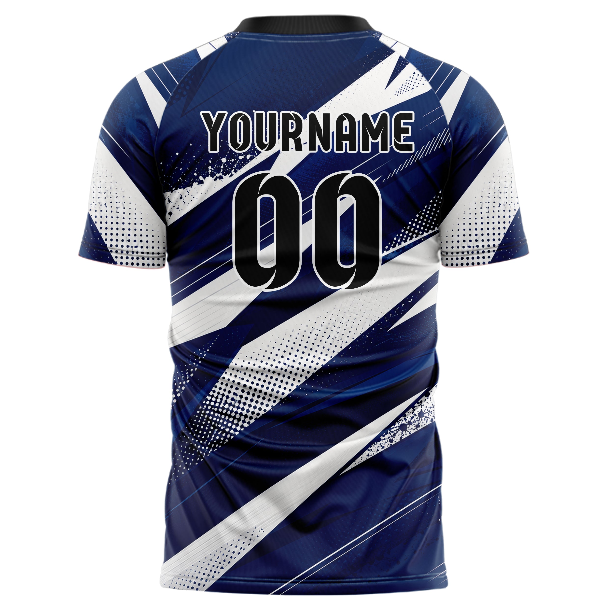 Marineblau klassisches abstrakte Linien Polygon Shards Design 12-0058 individuelles Fußballtrikot back