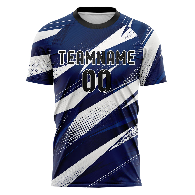 Marineblau klassisches abstrakte Linien Polygon Shards Design 12-0058 individuelles Fußballtrikot front