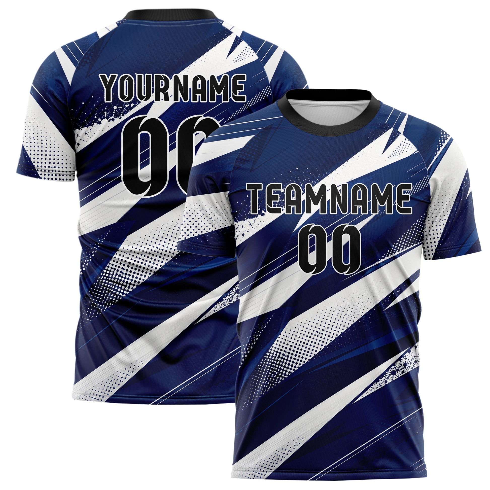 Marineblau klassisches abstrakte Linien Polygon Shards Design 12-0058 individuelles Fußballtrikot main