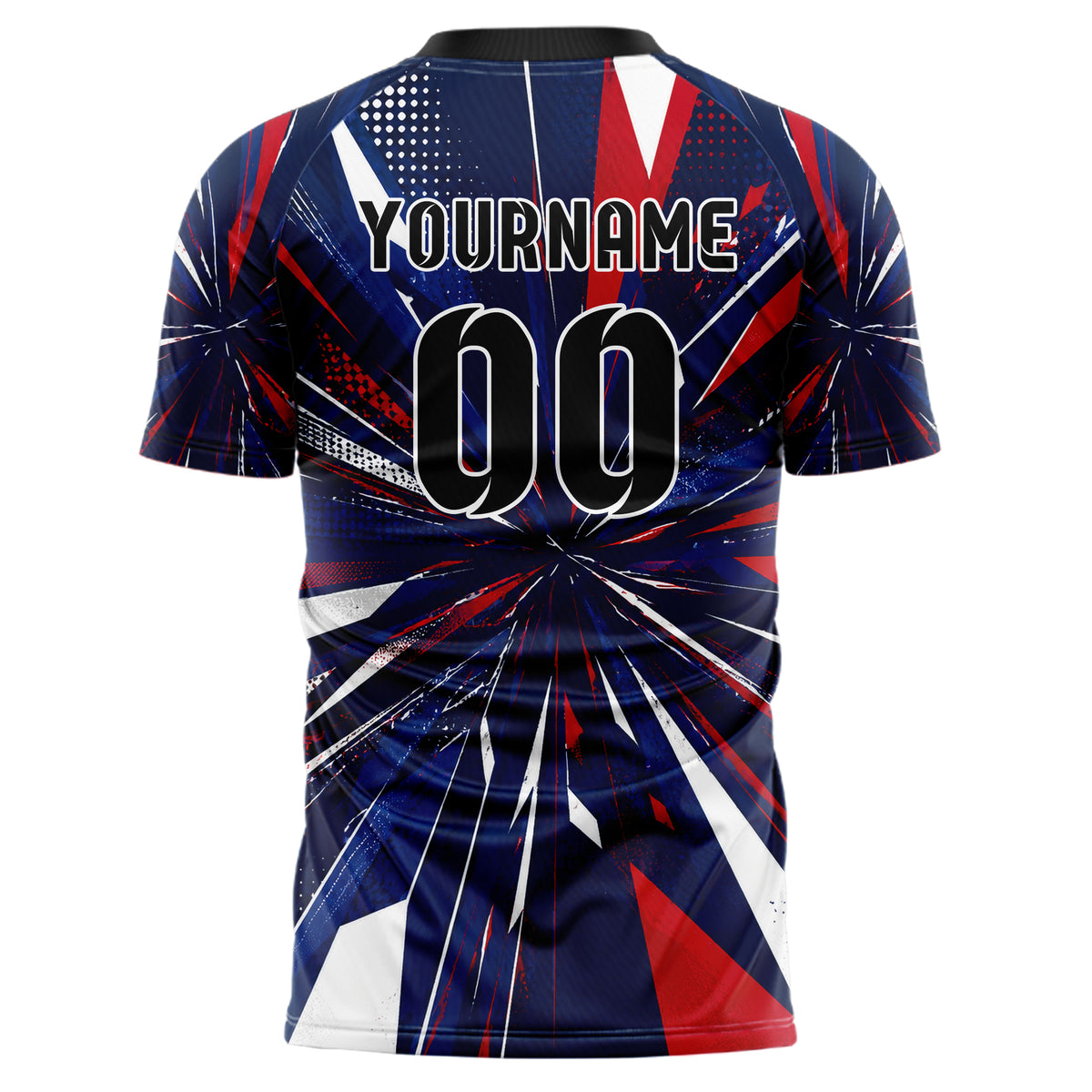 Marineblau klassisches abstrakte Linien Polygon Shards Design 12-0098 individuelles Fußballtrikot back