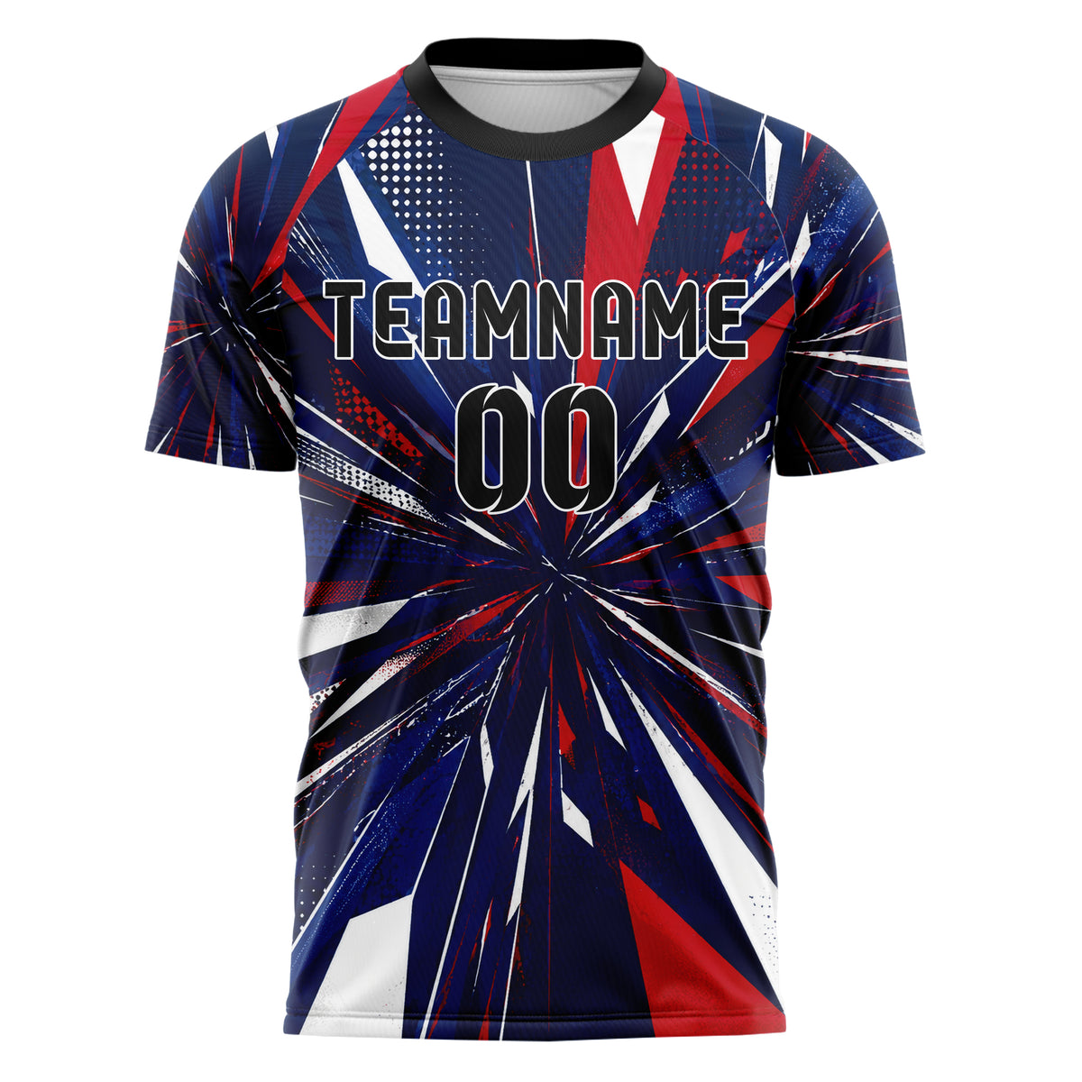 Marineblau klassisches abstrakte Linien Polygon Shards Design 12-0098 individuelles Fußballtrikot front