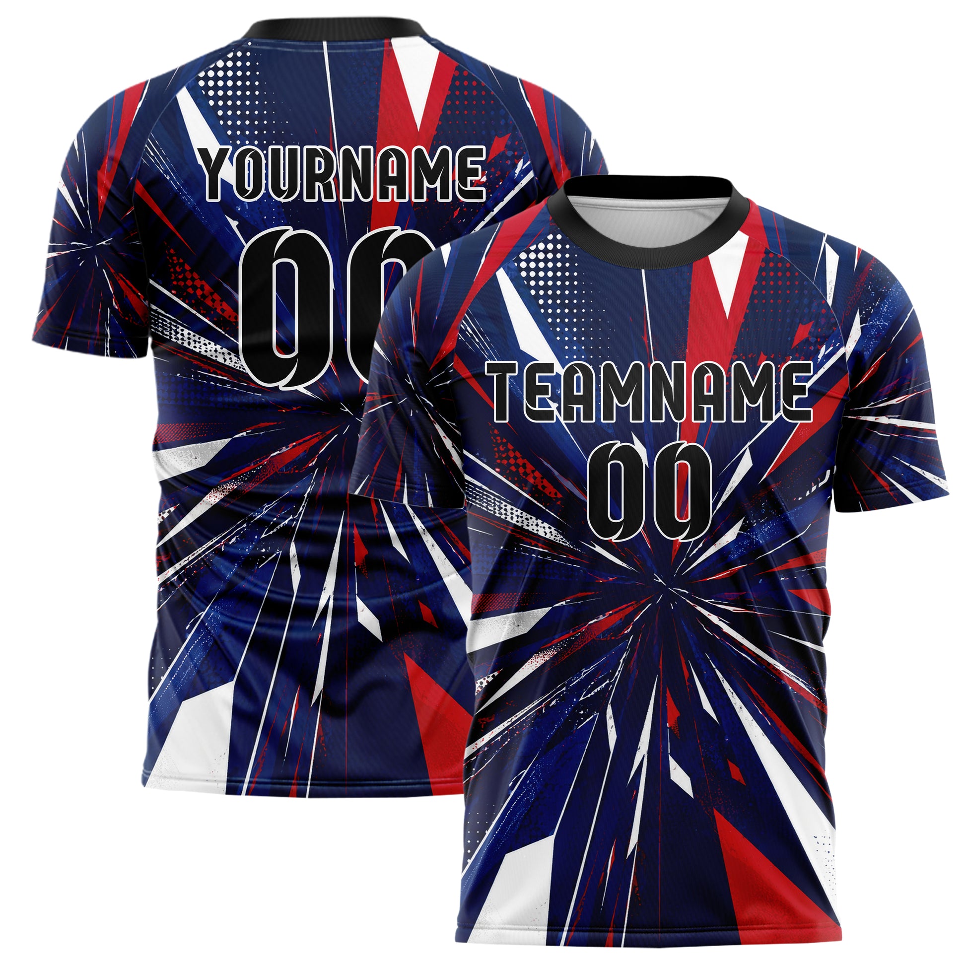 Marineblau klassisches abstrakte Linien Polygon Shards Design 12-0098 individuelles Fußballtrikot main