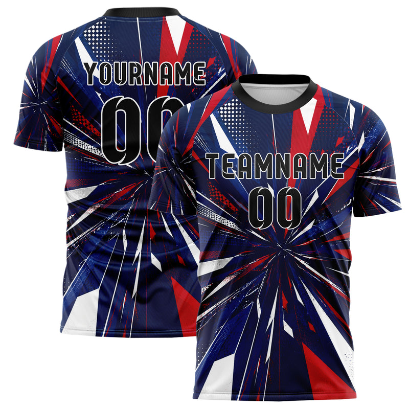 Marineblau klassisches abstrakte Linien Polygon Shards Design 12-0098 individuelles Fußballtrikot main