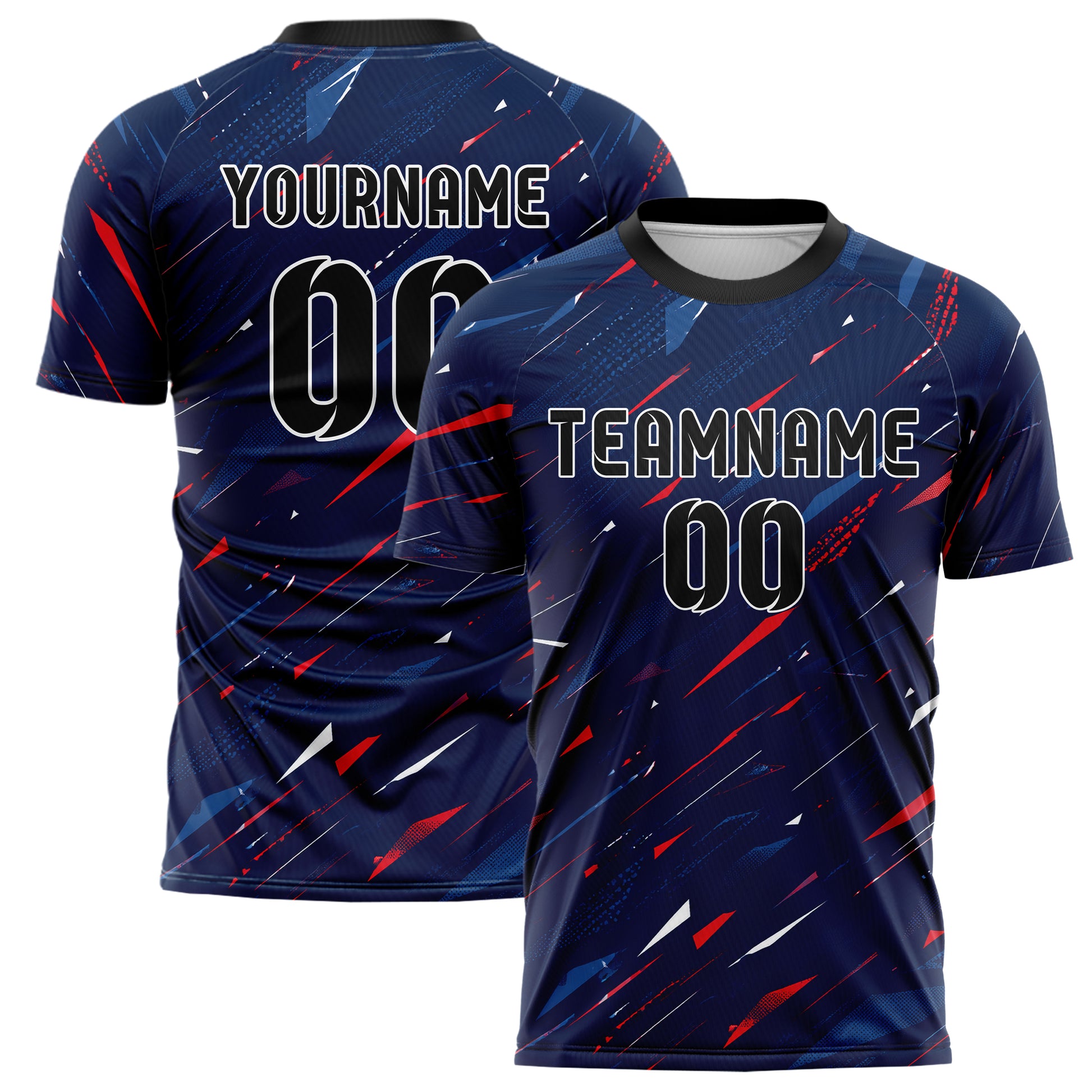 Marineblau klassisches abstrakte Linien Polygon Shards Design 12-0218 individuelles Fußballtrikot main