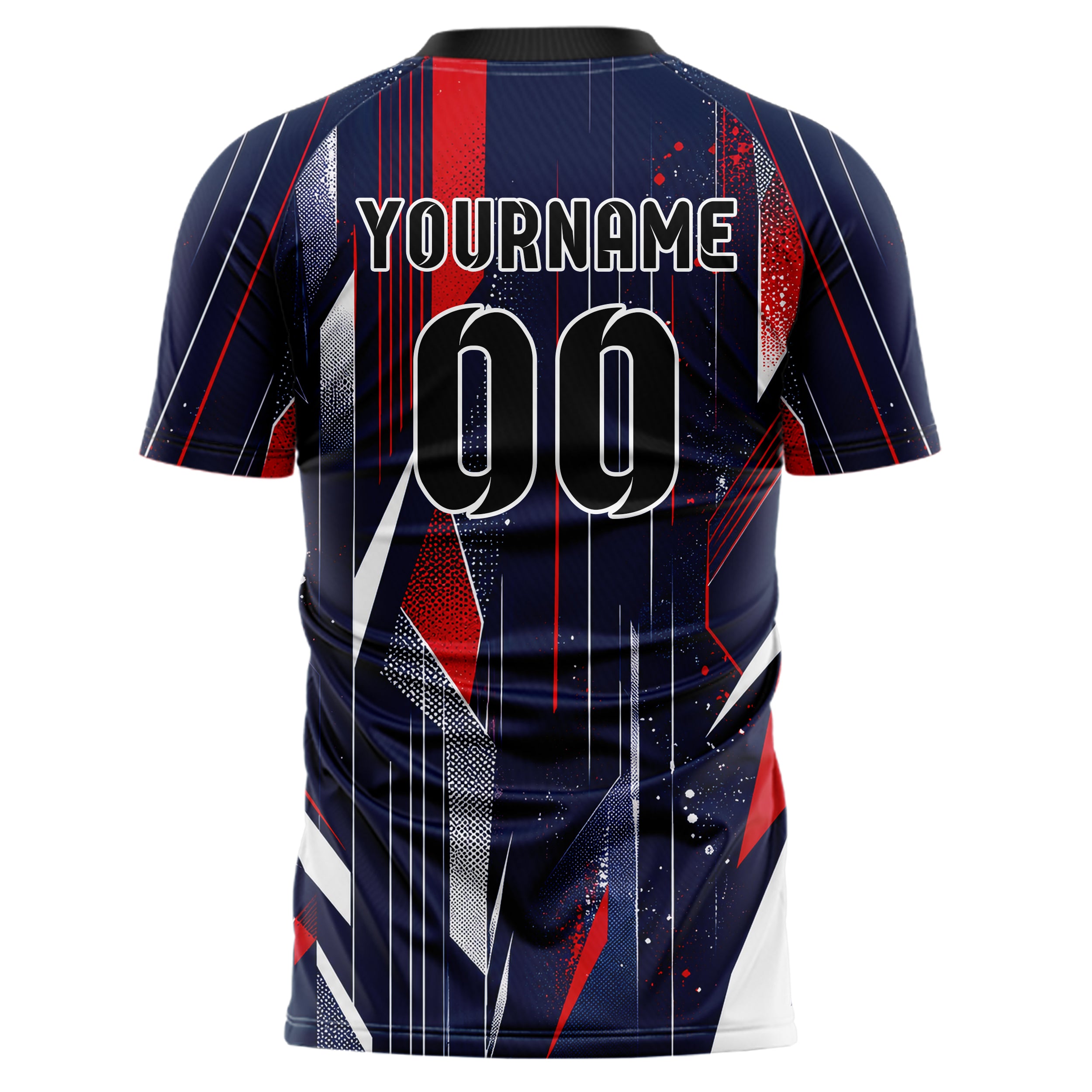 Marineblau klassisches abstrakte Linien Polygon Shards Design 12-0314 individuelles Fußballtrikot back