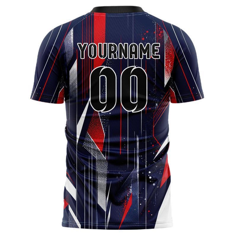 Marineblau klassisches abstrakte Linien Polygon Shards Design 12-0314 individuelles Fußballtrikot back