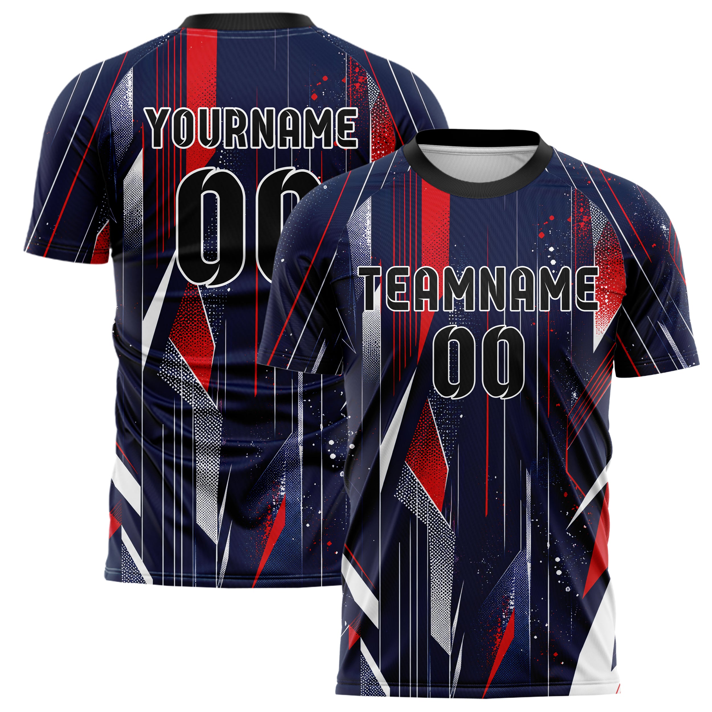 Marineblau klassisches abstrakte Linien Polygon Shards Design 12-0314 individuelles Fußballtrikot main