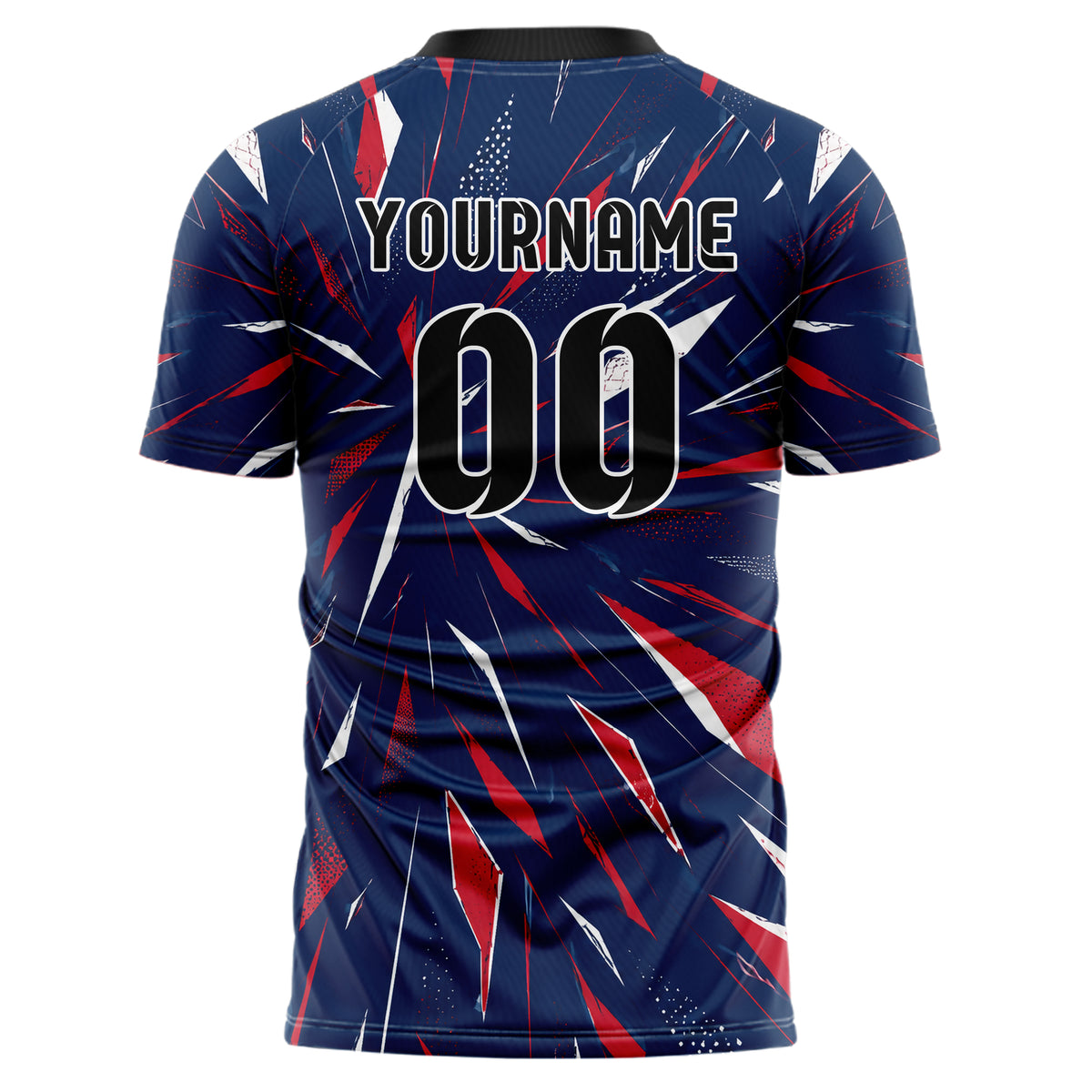 Marineblau klassisches abstrakte Linien Polygon Shards Design 12-0578 individuelles Fußballtrikot back