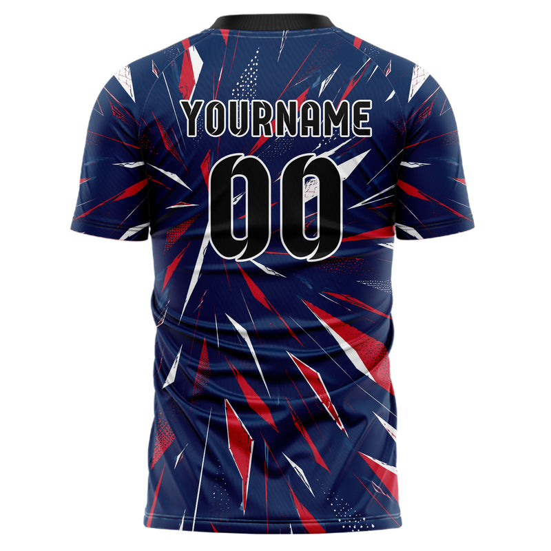 Marineblau klassisches abstrakte Linien Polygon Shards Design 12-0578 individuelles Fußballtrikot back