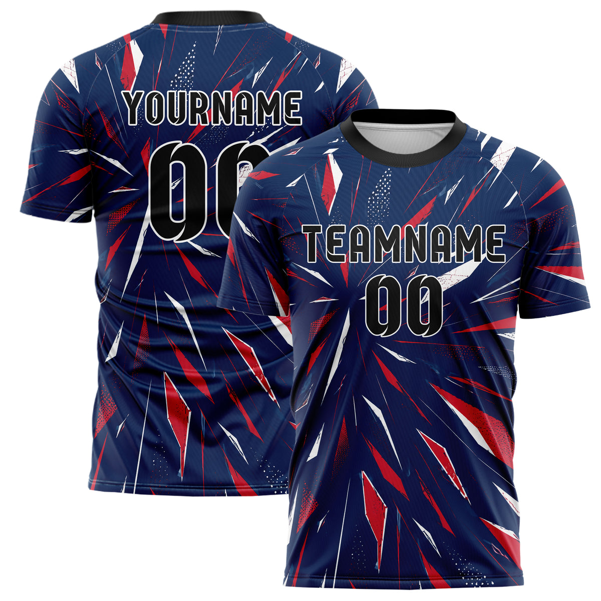 Marineblau klassisches abstrakte Linien Polygon Shards Design 12-0578 individuelles Fußballtrikot main