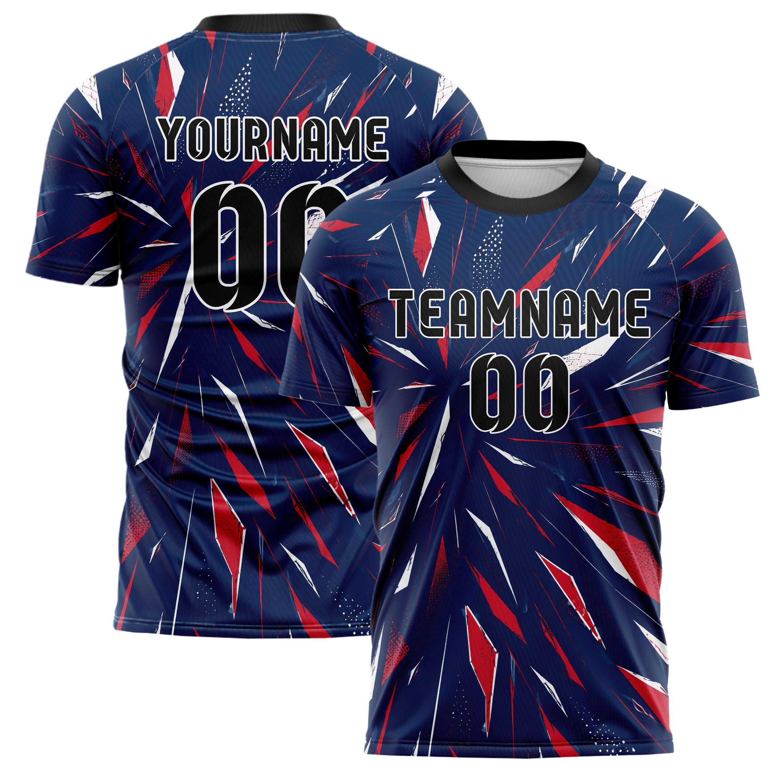 Marineblau klassisches abstrakte Linien Polygon Shards Design 12-0578 individuelles Fußballtrikot main