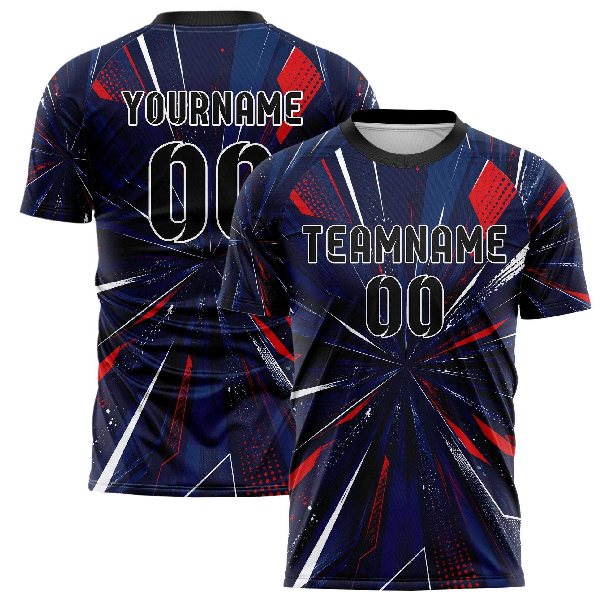 Marineblau klassisches abstrakte Linien Speckles Line Accents Design 12-0104 individuelles Fußballtrikot main