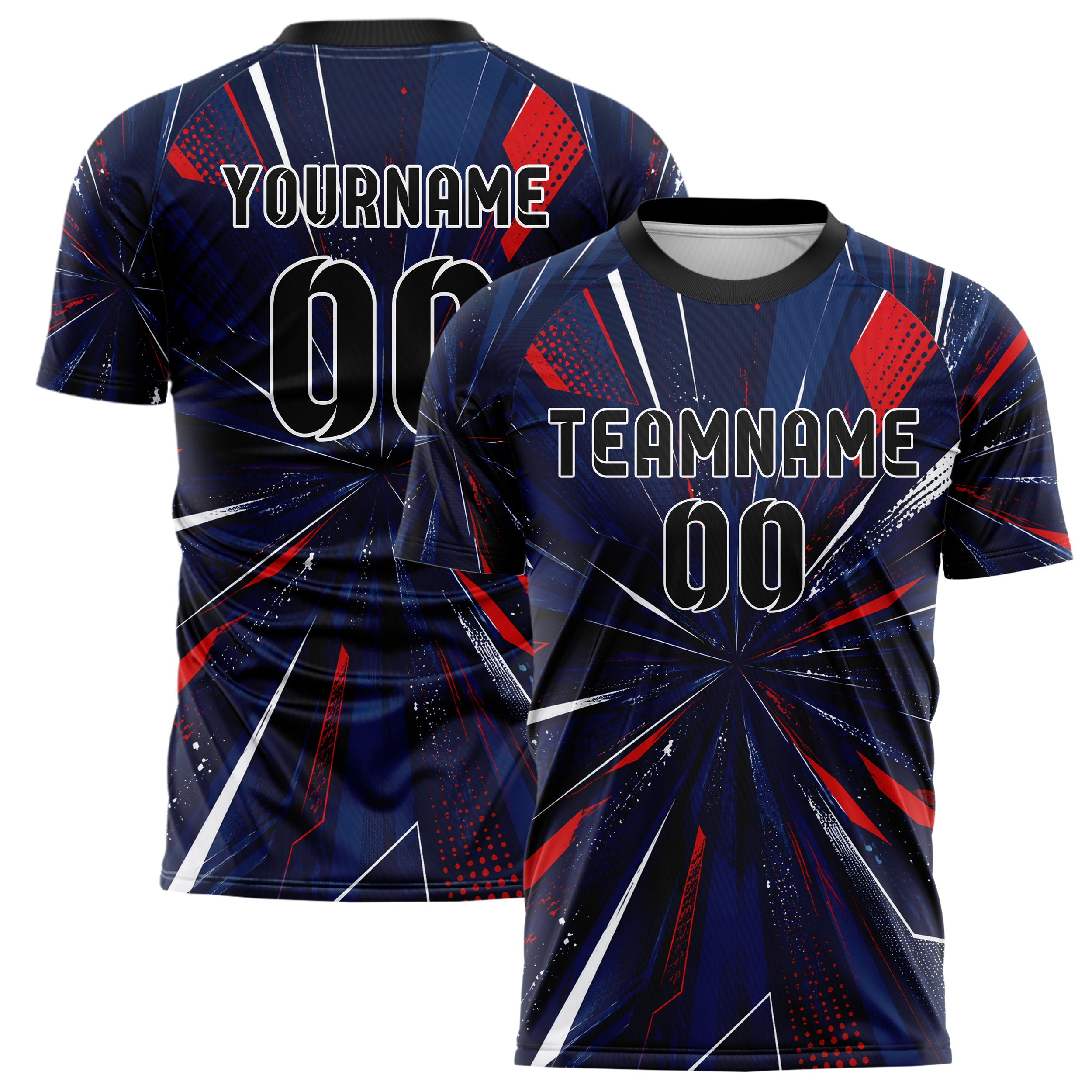 Marineblau klassisches abstrakte Linien Speckles Line Accents Design 12-0104 individuelles Fußballtrikot main