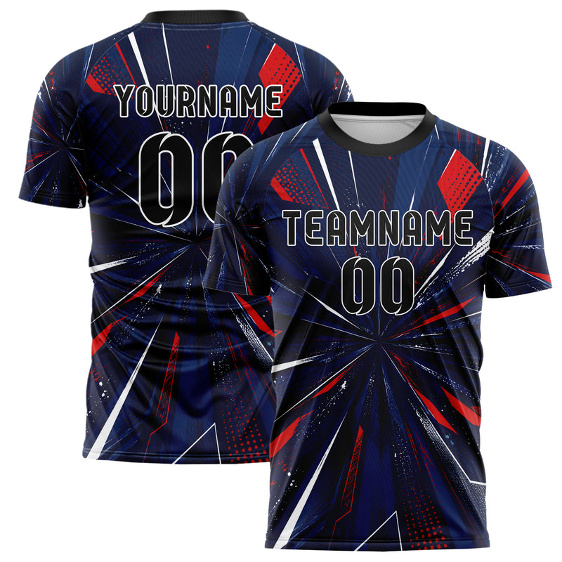 Marineblau klassisches abstrakte Linien Speckles Line Accents Design 12-0104 individuelles Fußballtrikot main