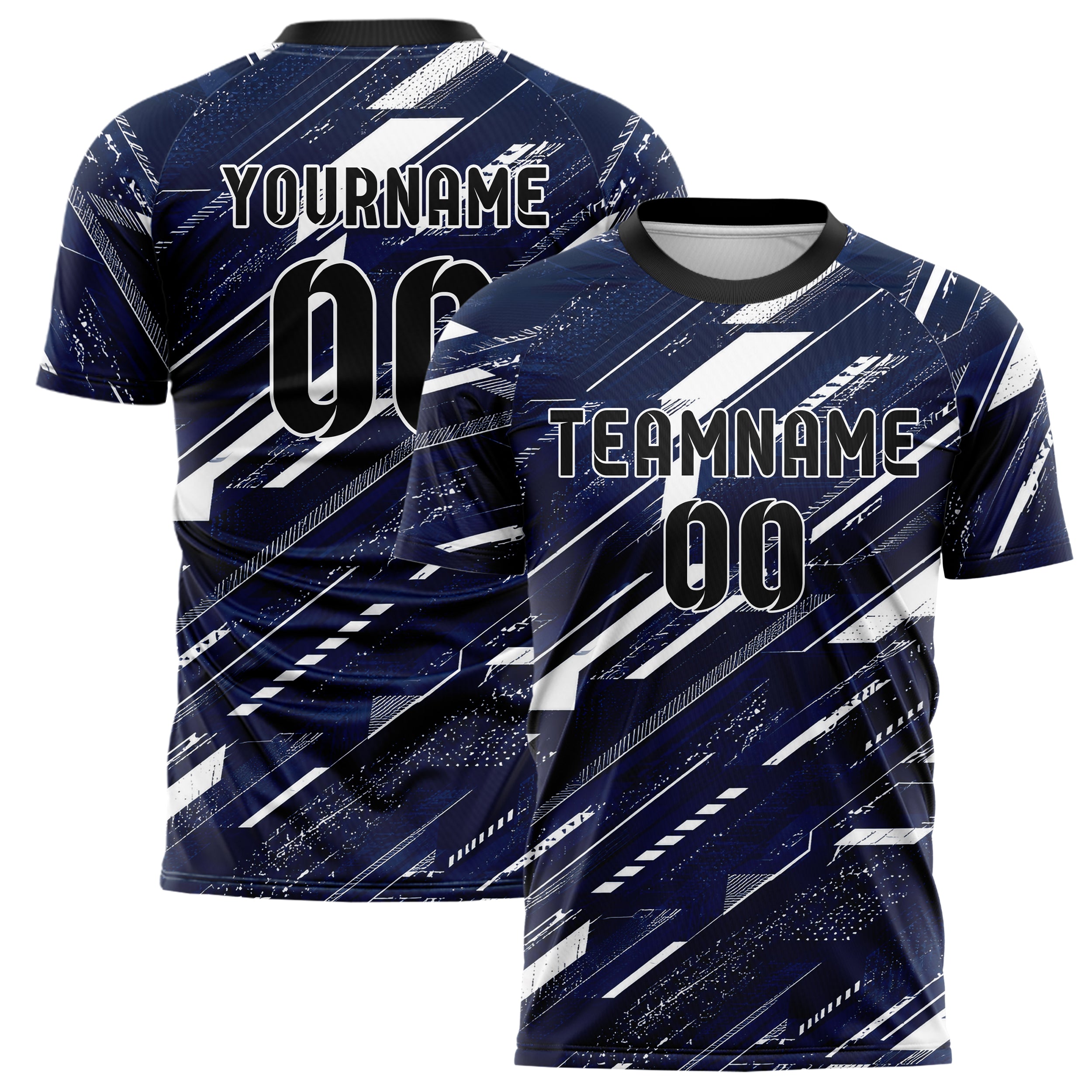 Marineblau klassisches abstrakte Linien Speckles Line Accents Design 12-0376 individuelles Fußballtrikot main