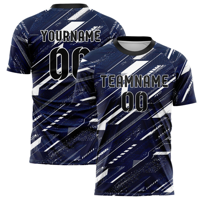 Marineblau klassisches abstrakte Linien Speckles Line Accents Design 12-0376 individuelles Fußballtrikot main