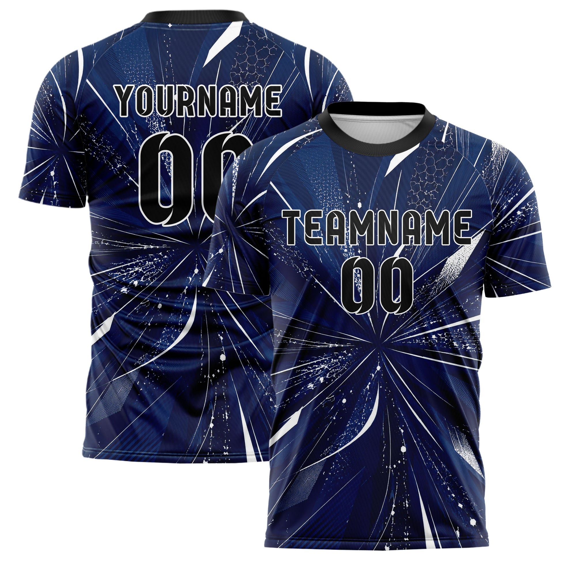 Marineblau klassisches abstrakte Linien Speckles Line Accents Design 12-0400 individuelles Fußballtrikot main