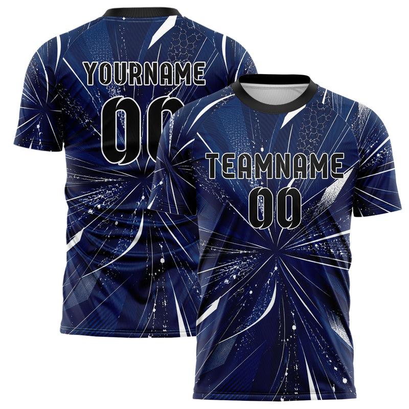 Marineblau klassisches abstrakte Linien Speckles Line Accents Design 12-0400 individuelles Fußballtrikot main