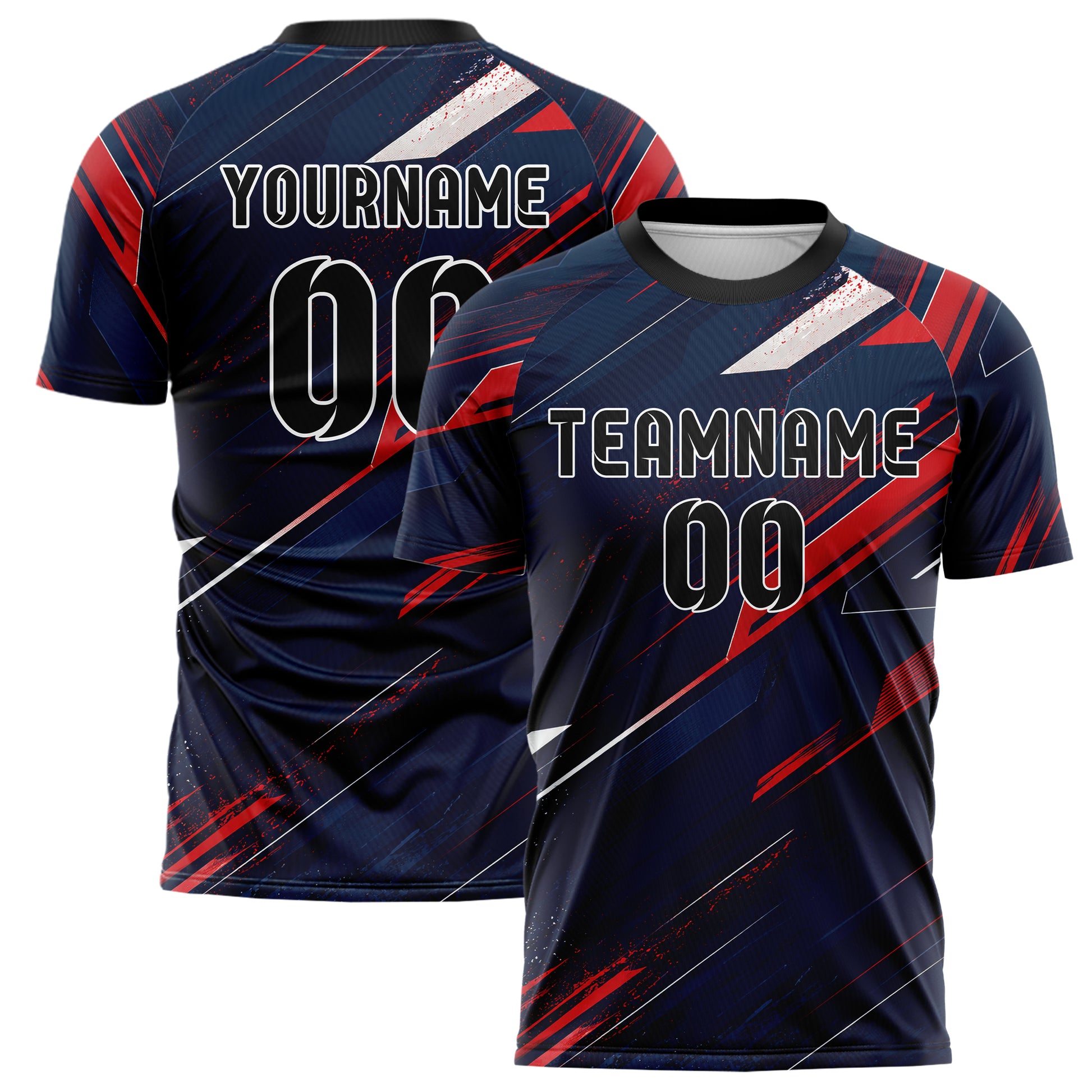 Marineblau klassisches abstrakte Linien Speckles Line Accents Design 12-0560 individuelles Fußballtrikot main