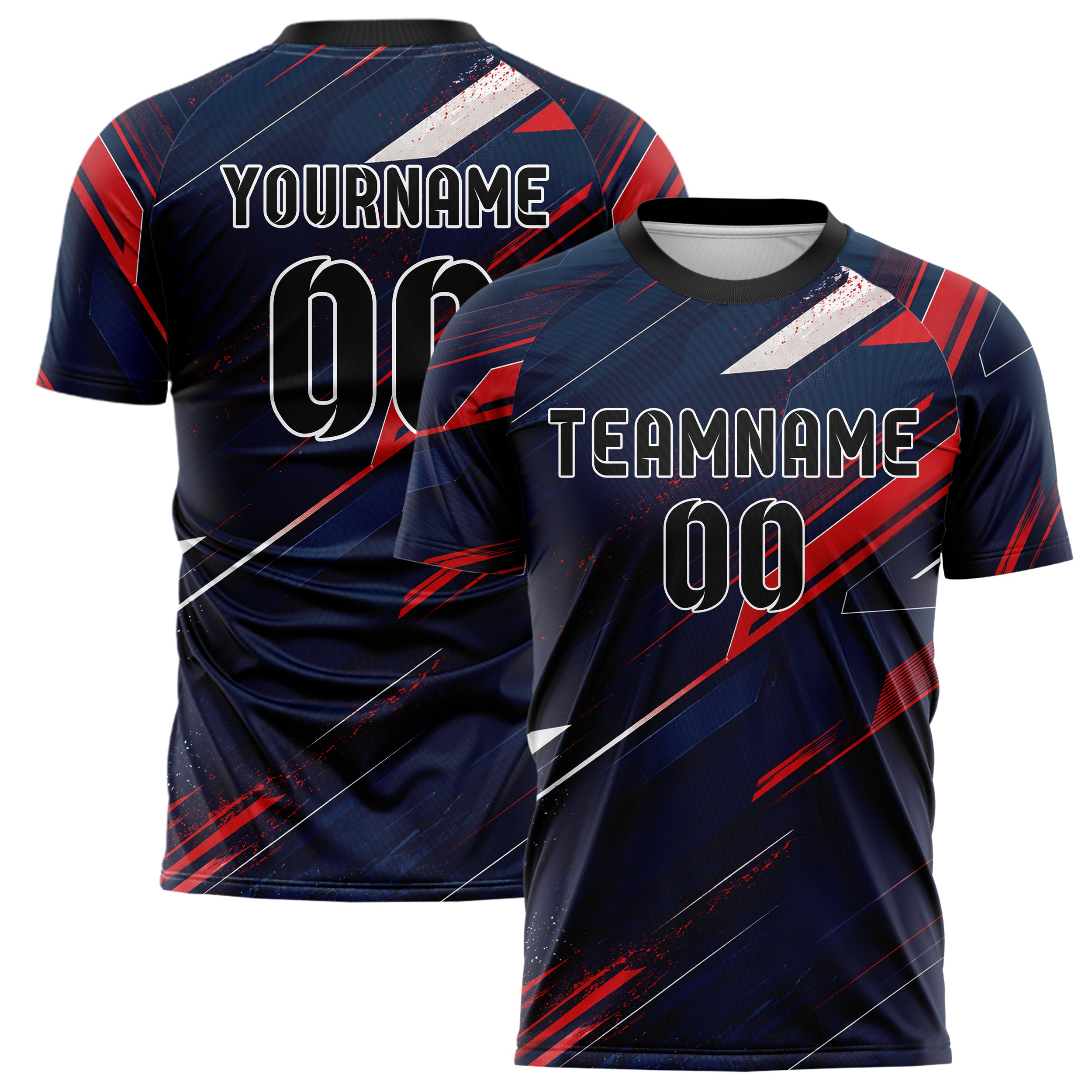 Marineblau klassisches abstrakte Linien Speckles Line Accents Design 12-0560 individuelles Fußballtrikot main