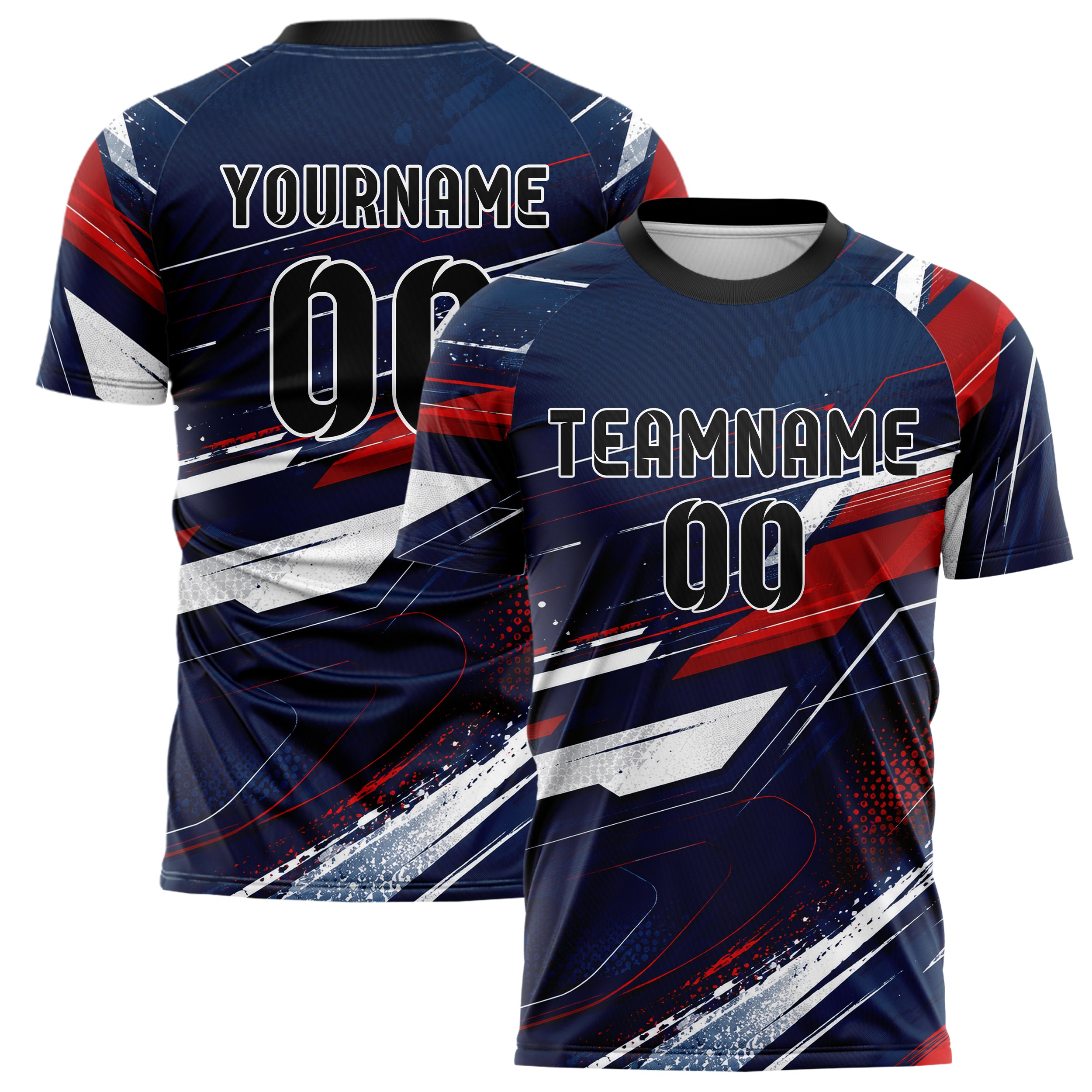 Marineblau klassisches abstrakte Linien Speckles Line Accents Design 12-0608 individuelles Fußballtrikot main