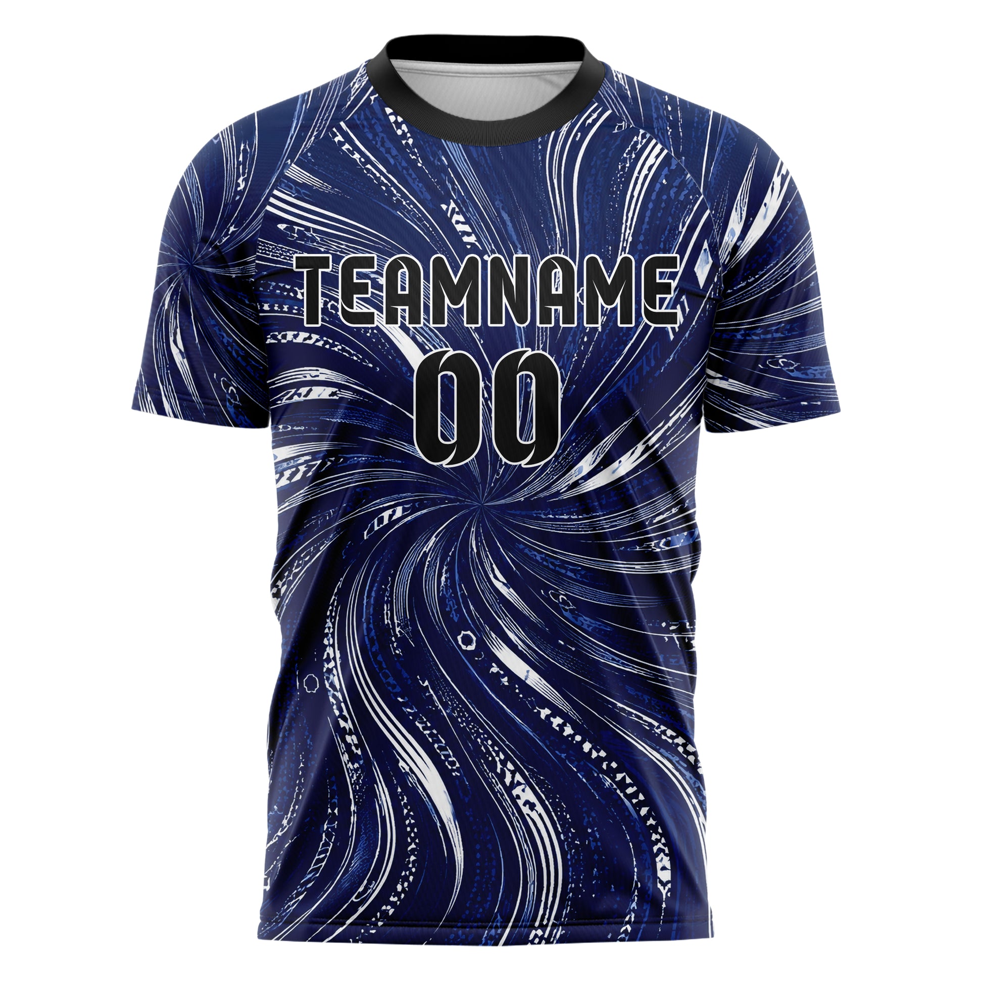 Marineblau klassisches abstrakte Linien wavy Parallel Curves Design 12-0166 individuelles Fußballtrikot front