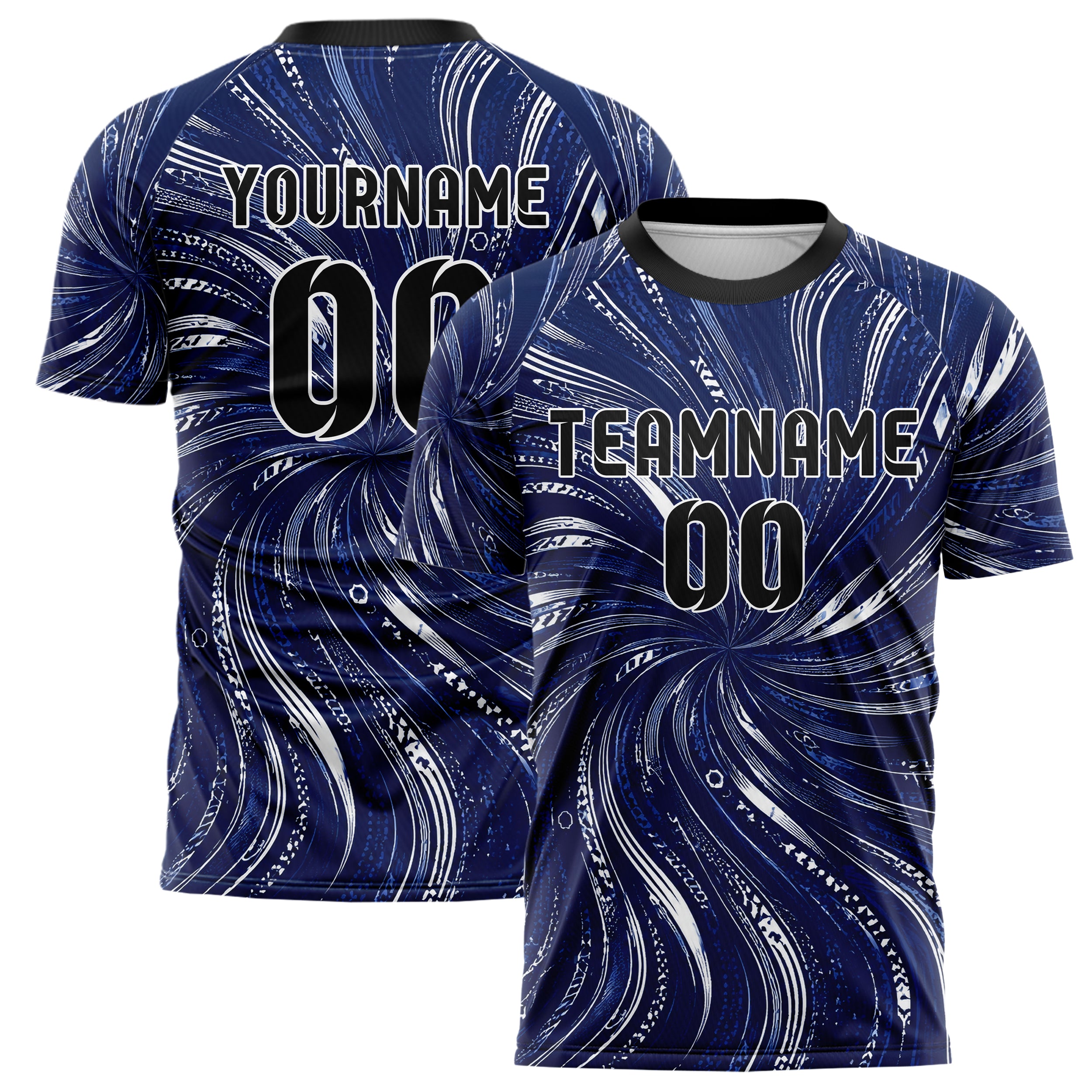 Marineblau klassisches abstrakte Linien wavy Parallel Curves Design 12-0166 individuelles Fußballtrikot main