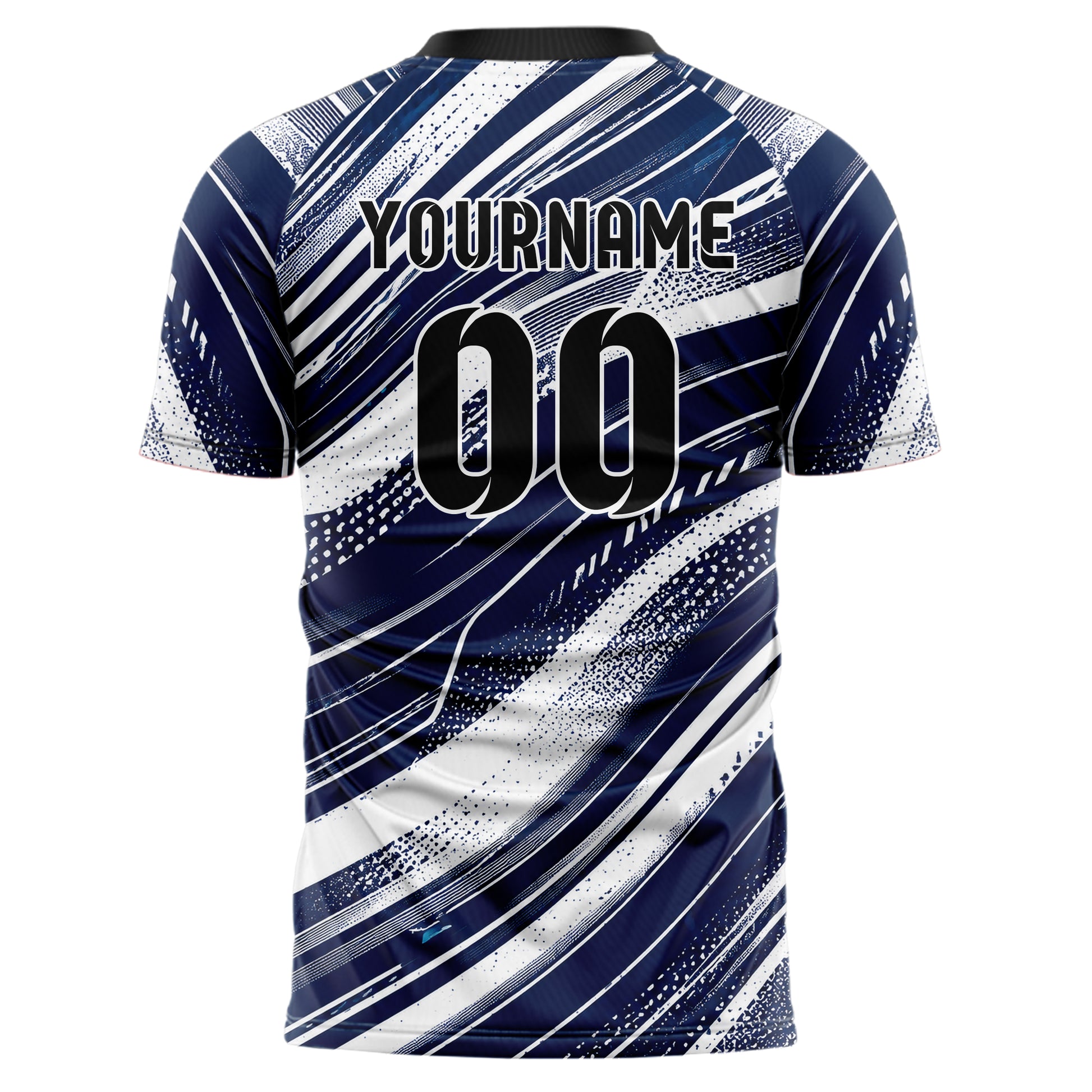 Marineblau klassisches abstrakte Linien wavy Parallel Curves Design 12-0214 individuelles Fußballtrikot back