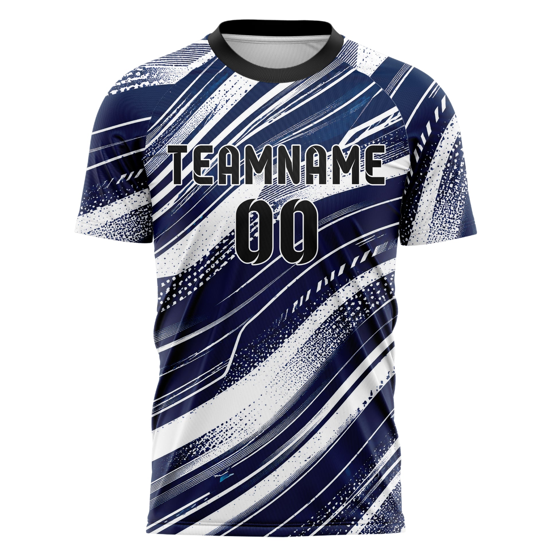 Marineblau klassisches abstrakte Linien wavy Parallel Curves Design 12-0214 individuelles Fußballtrikot front