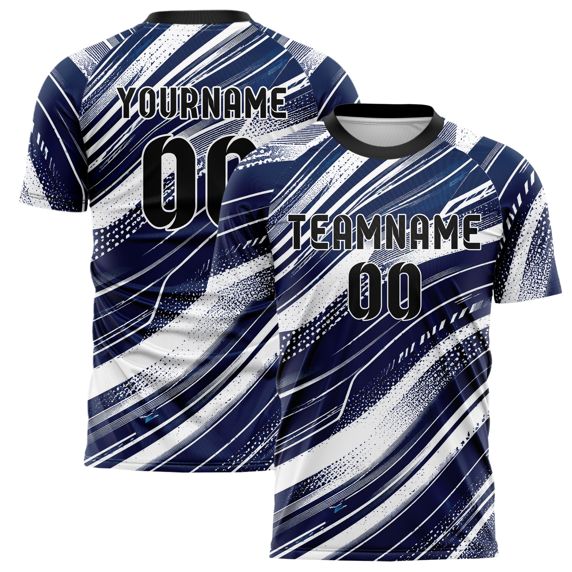 Marineblau klassisches abstrakte Linien wavy Parallel Curves Design 12-0214 individuelles Fußballtrikot main