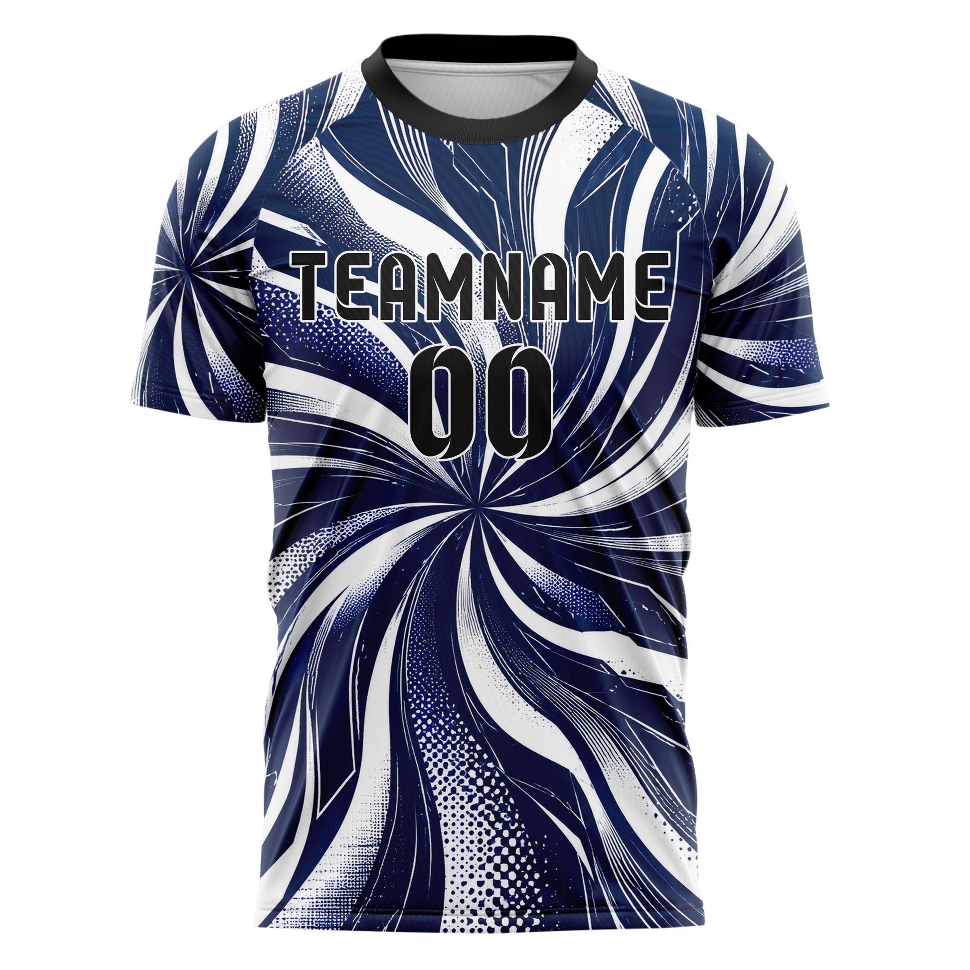 Marineblau klassisches abstrakte Linien wavy Parallel Curves Design 12-0286 individuelles Fußballtrikot front