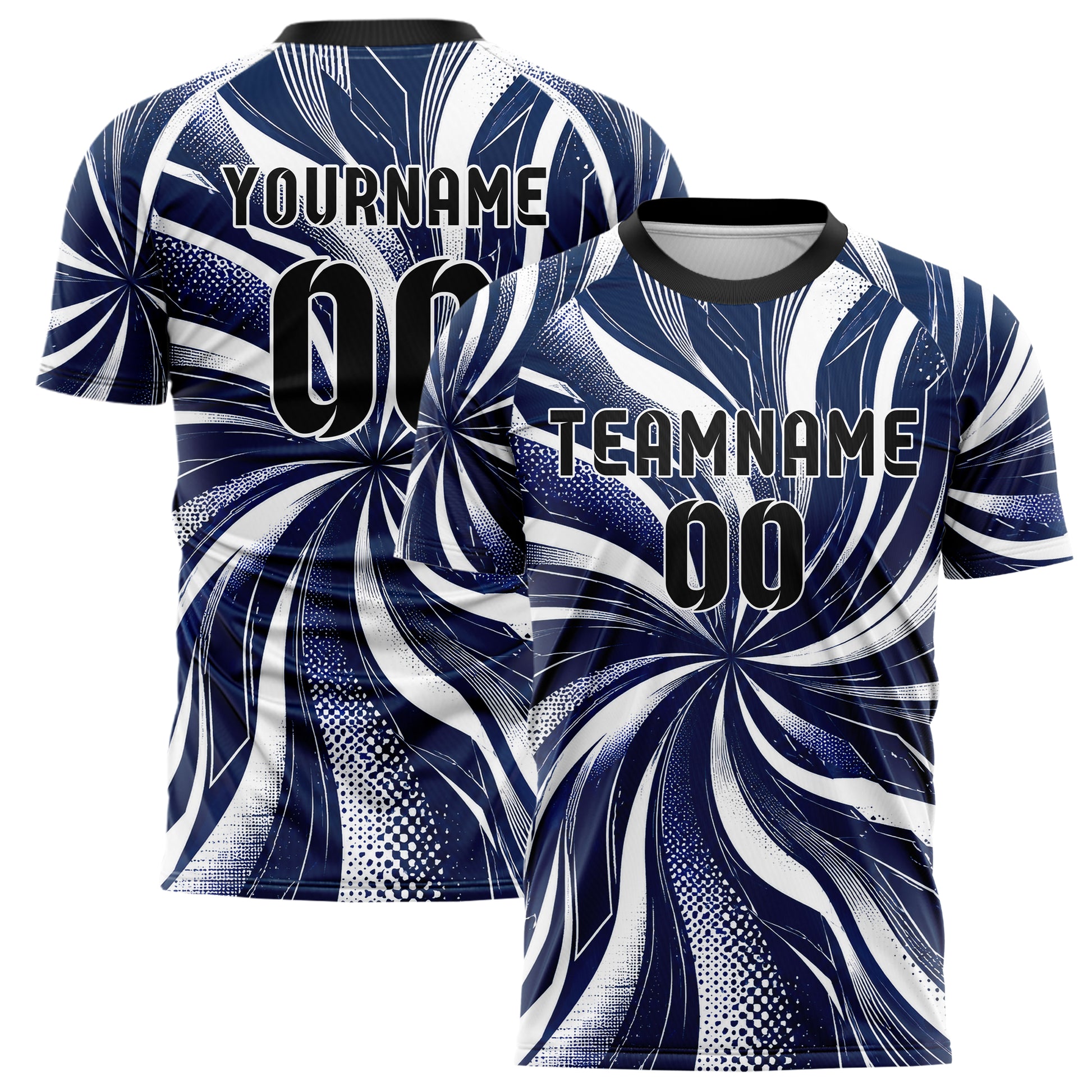 Marineblau klassisches abstrakte Linien wavy Parallel Curves Design 12-0286 individuelles Fußballtrikot main