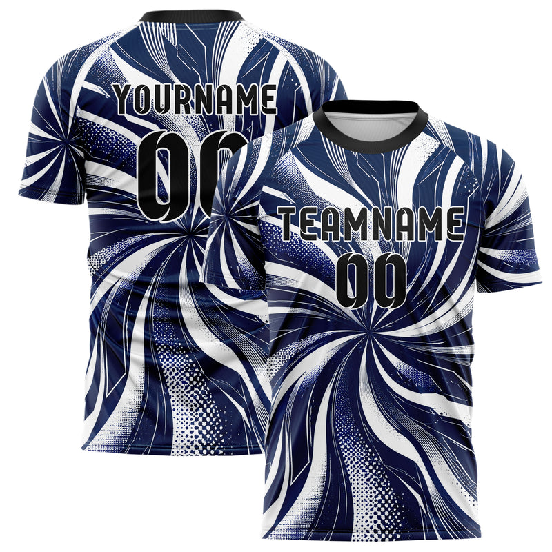 Marineblau klassisches abstrakte Linien wavy Parallel Curves Design 12-0286 individuelles Fußballtrikot main