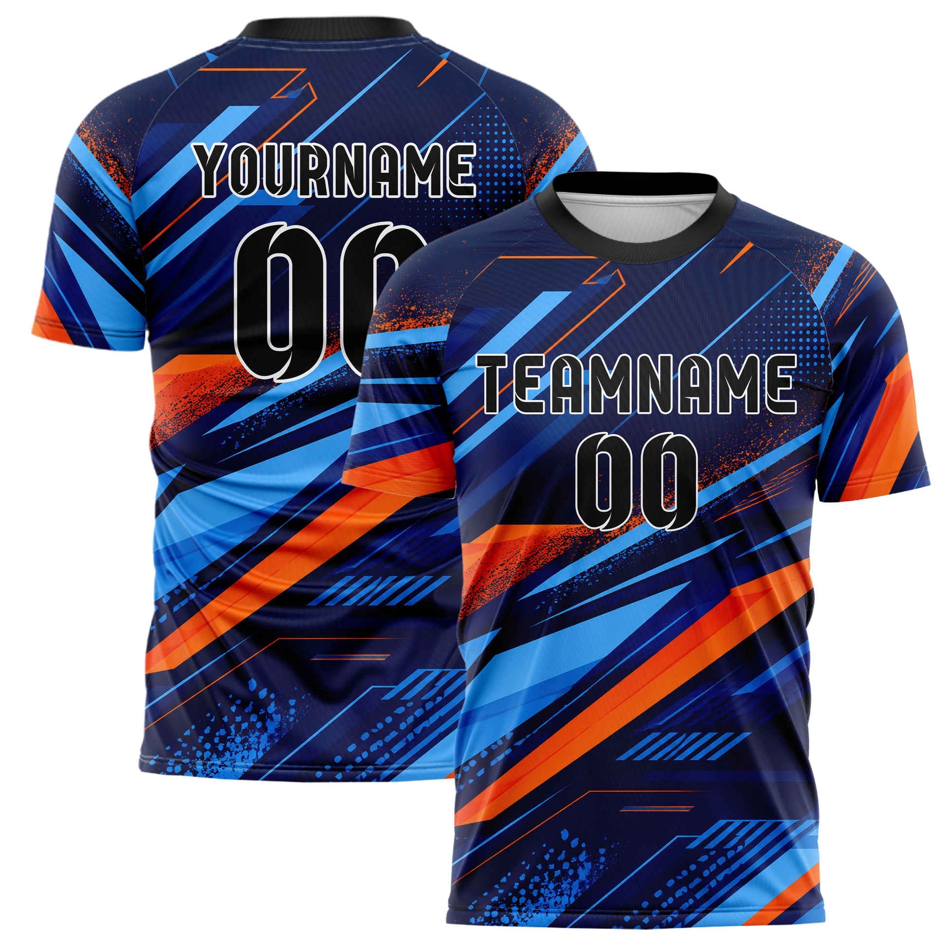 Marineblau lebendiges abstrakte Linien asymmetrische Vector Panels Design 12-0273 individuelles Fußballtrikot main