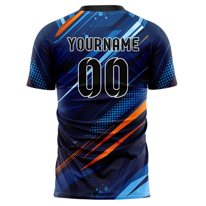 Marineblau lebendiges abstrakte Linien diagonale Streamlines Design 12-0243 individuelles Fußballtrikot back