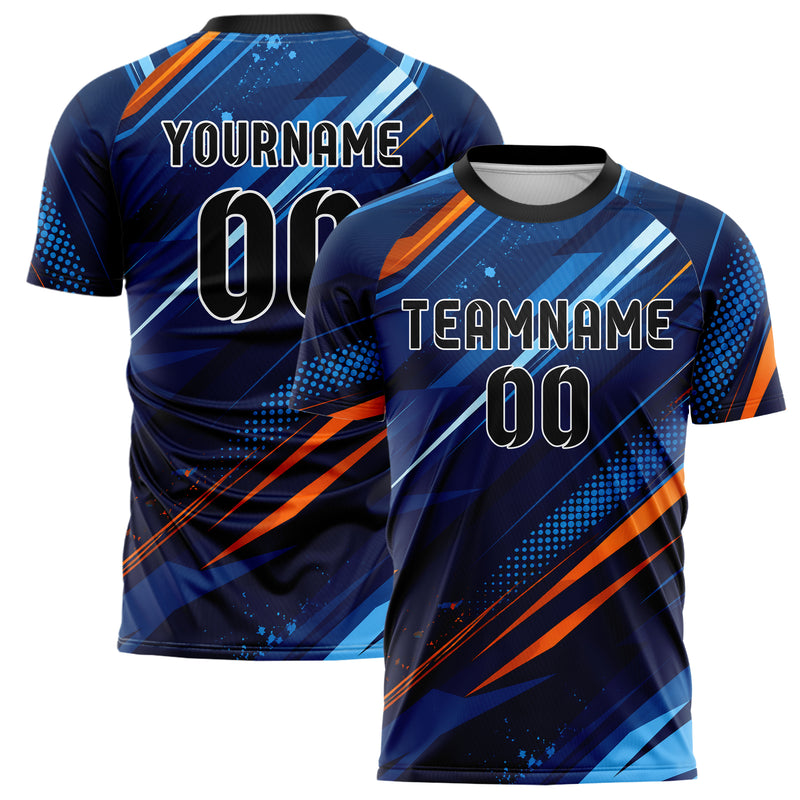 Marineblau lebendiges abstrakte Linien diagonale Streamlines Design 12-0243 individuelles Fußballtrikot main