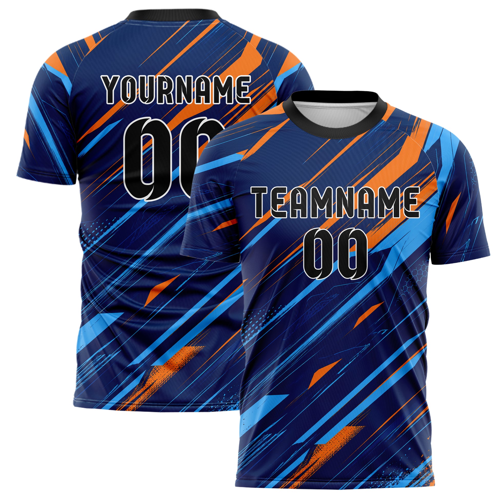 Marineblau lebendiges abstrakte Linien diagonale Streamlines Design 12-0531 individuelles Fußballtrikot main