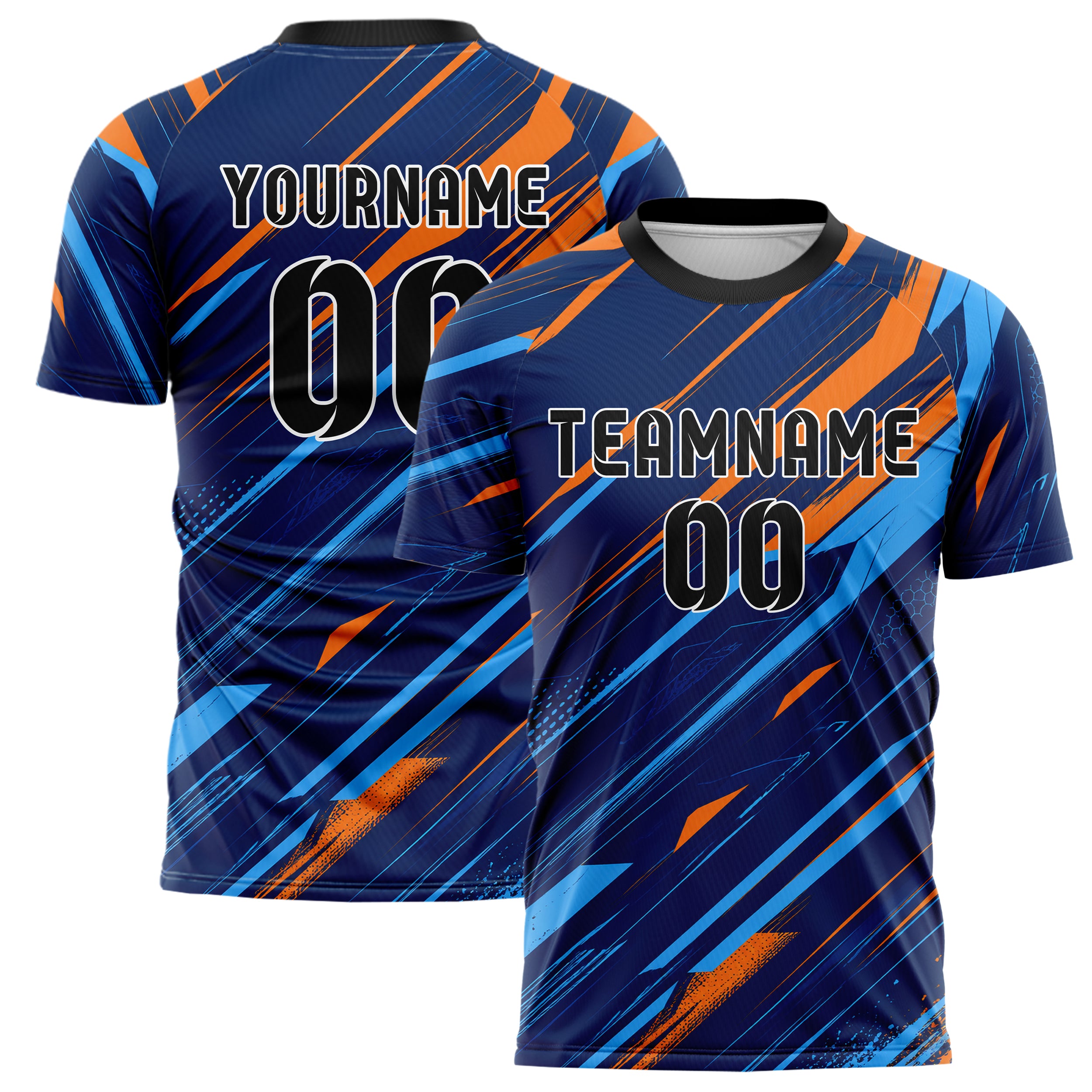 Marineblau lebendiges abstrakte Linien diagonale Streamlines Design 12-0531 individuelles Fußballtrikot main