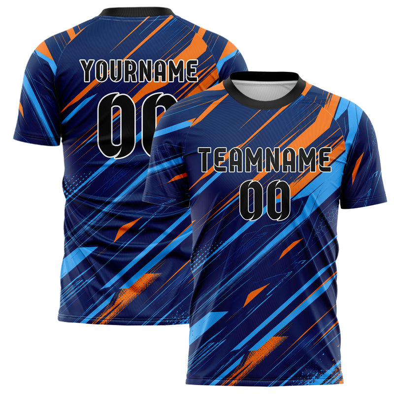 Marineblau lebendiges abstrakte Linien diagonale Streamlines Design 12-0531 individuelles Fußballtrikot main