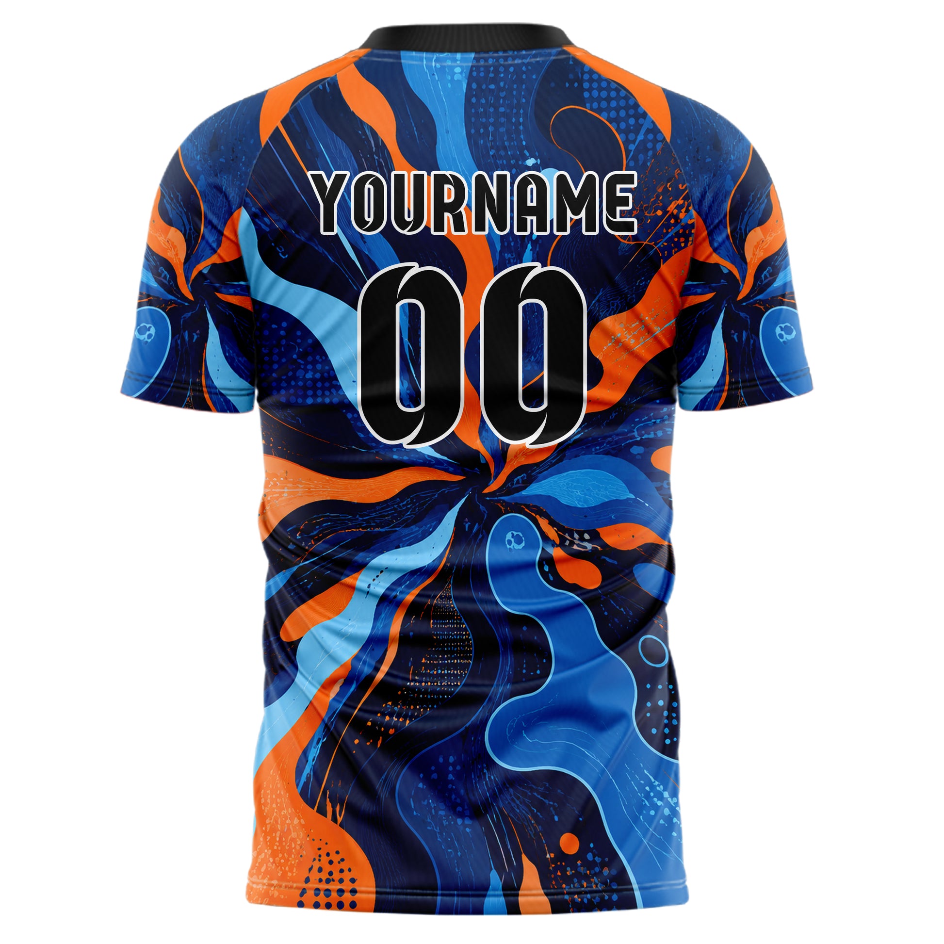 Marineblau lebendiges abstrakte Linien Organic Blobs Outline Design 12-0108 individuelles Fußballtrikot back